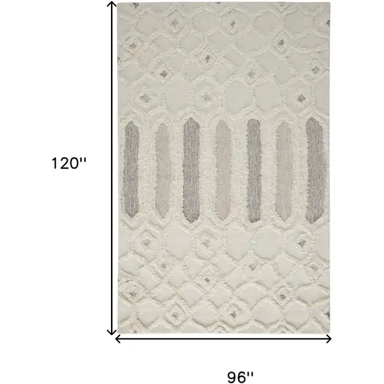 Gray and Ivory Wool Geometric Hand Tufted Area Rug Photo 3