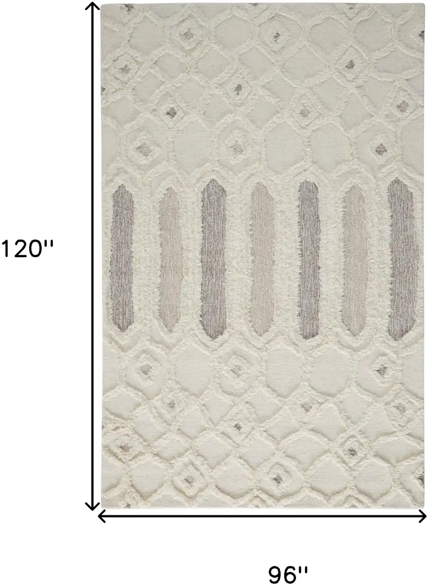 Ivory Taupe And Tan Wool Geometric Tufted Handmade Stain Resistant Area Rug Photo 10