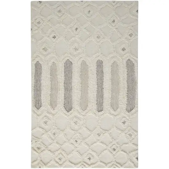 Gray and Ivory Wool Geometric Hand Tufted Area Rug Photo 2