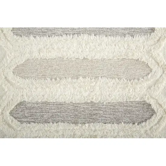 Gray and Ivory Wool Geometric Hand Tufted Area Rug Photo 9