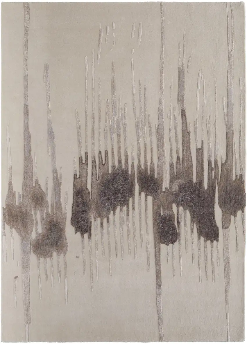 Ivory Taupe and Brown Abstract Hand Tufted Area Rug Photo 3