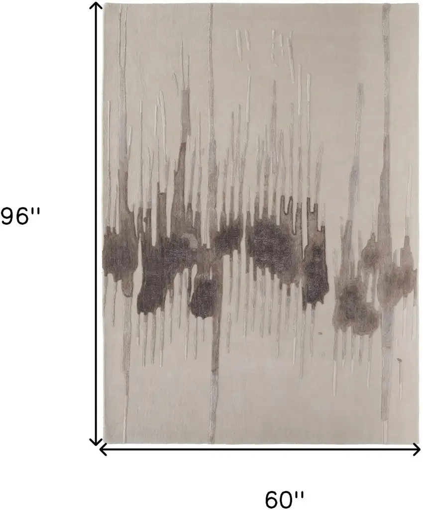 Ivory Taupe and Brown Abstract Hand Tufted Area Rug Photo 3