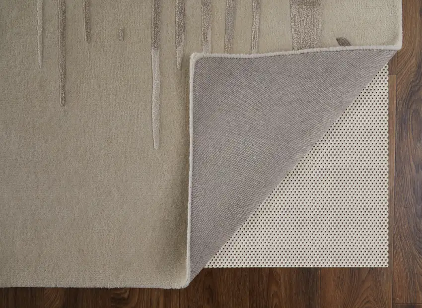 Ivory Taupe and Brown Abstract Hand Tufted Area Rug Photo 8