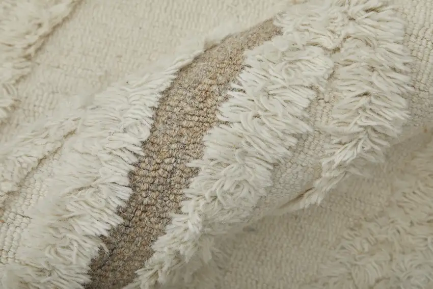 Ivory Taupe and Brown Wool Geometric Hand Tufted Area Rug Photo 4