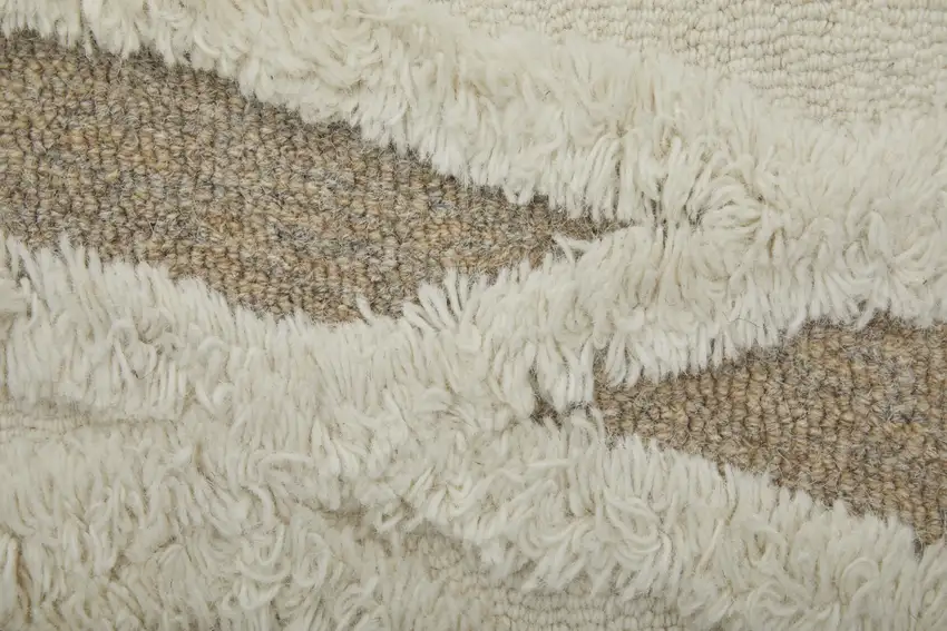 Ivory Taupe and Brown Wool Geometric Hand Tufted Area Rug Photo 6