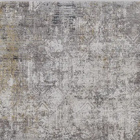 Ivory Taupe and Gray Abstract Power Loom Distressed Area Rug With Fringe Photo 8