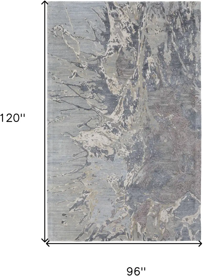 Ivory Taupe and Green Abstract Hand Tufted Worn Faded Area Rug Photo 3