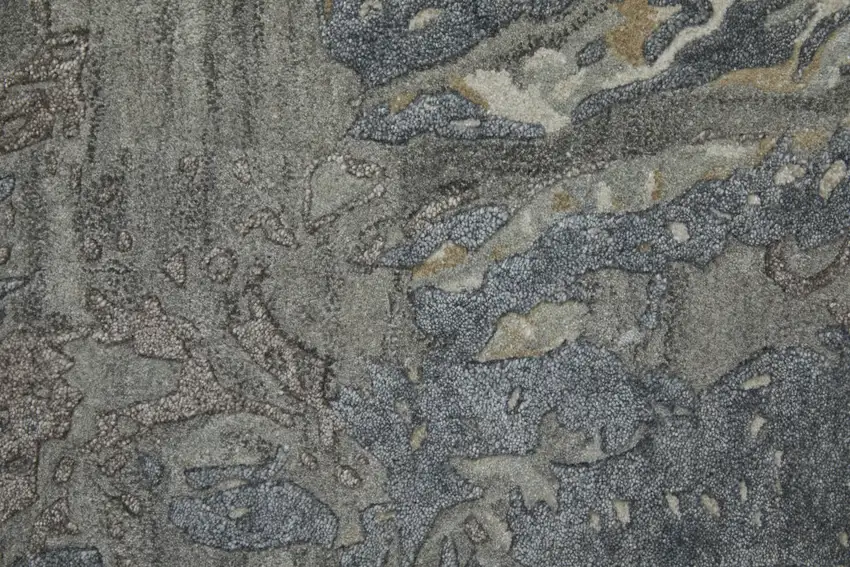 Ivory Taupe and Green Abstract Hand Tufted Worn Faded Area Rug Photo 9