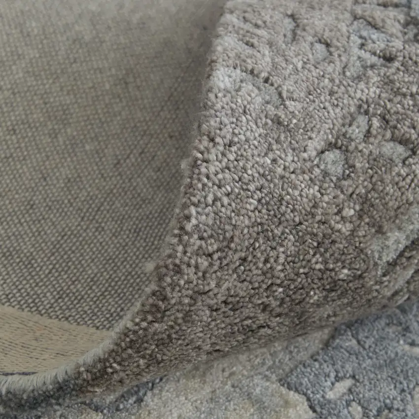 Ivory Taupe and Green Abstract Hand Tufted Worn Faded Area Rug Photo 8