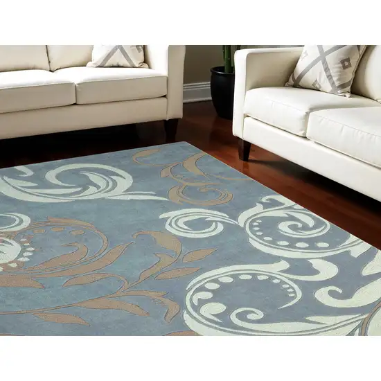 Ivory Taupe and Silver Floral Area Rug Photo 1