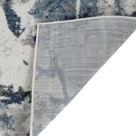 Ivory Teal And Black Abstract Runner Rug Photo 9