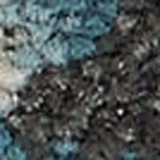 Ivory Teal Blue and Black Abstract Area Rug Photo 4