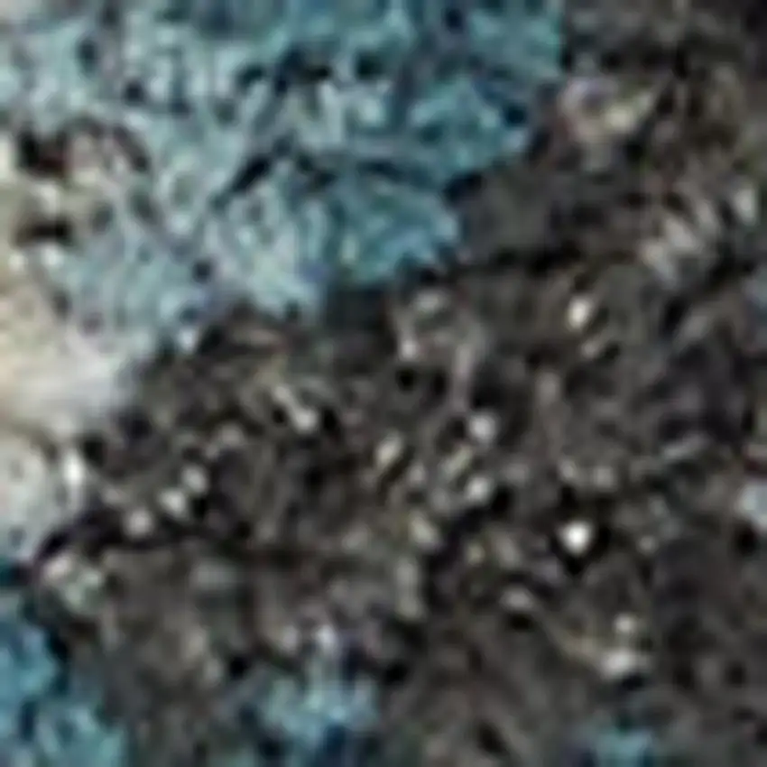 Ivory Teal Blue and Black Abstract Area Rug Photo 4