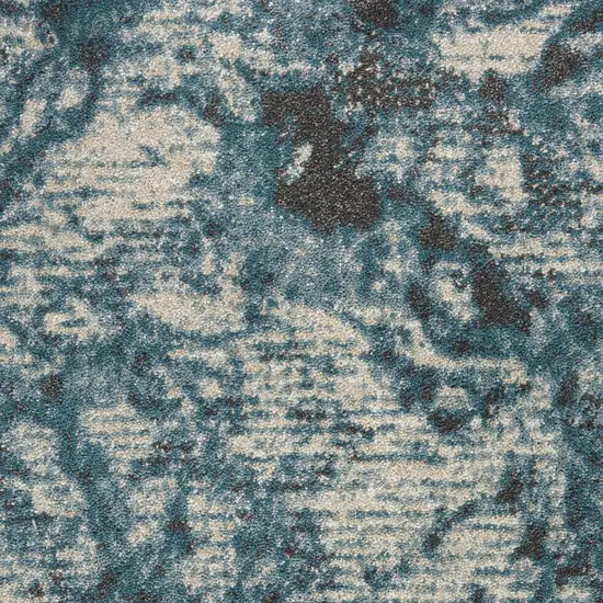 Ivory Teal Blue and Black Abstract Non Skid Area Rug Photo 1