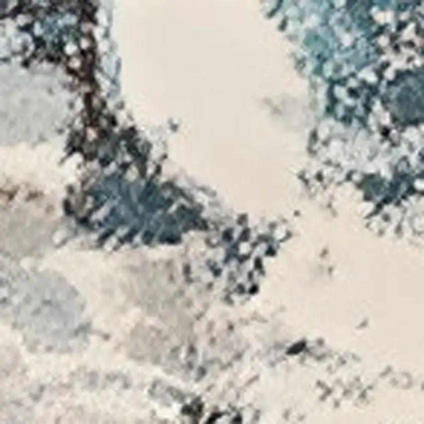 Ivory And Teal Abstract Area Rug Photo 4