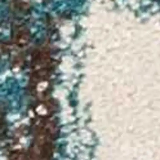 Ivory And Teal Abstract Area Rug Photo 6