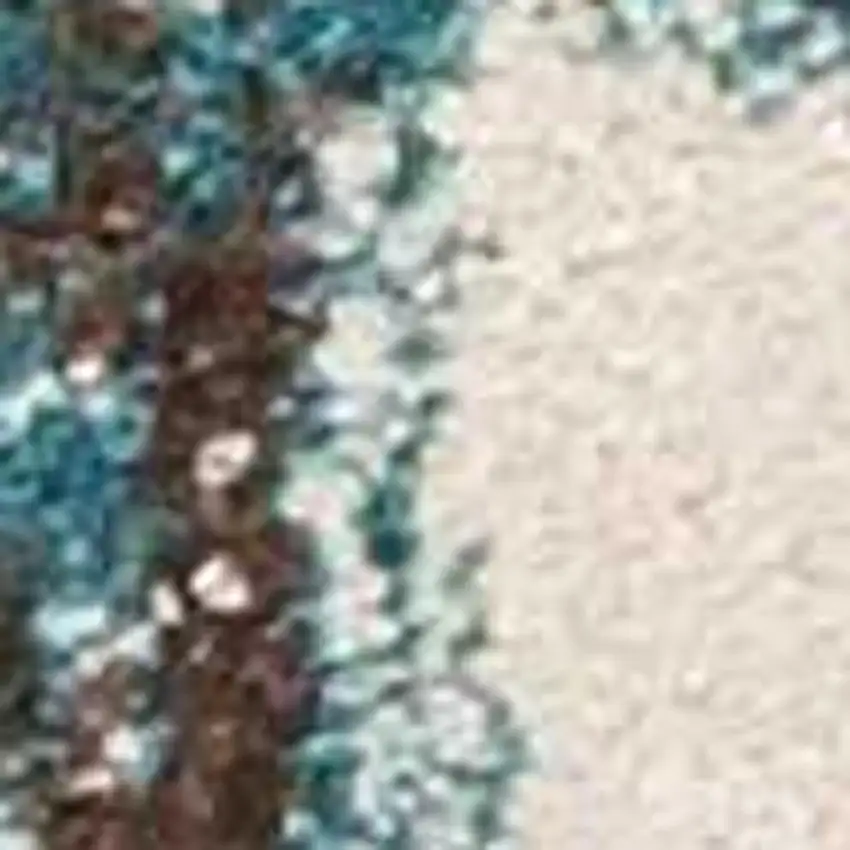 Ivory And Teal Abstract Area Rug Photo 6