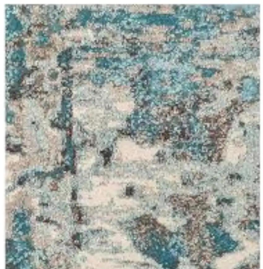 Ivory And Teal Abstract Area Rug Photo 5