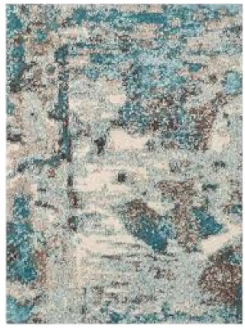 Ivory And Teal Abstract Area Rug Photo 2
