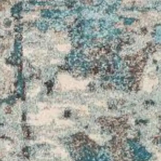Ivory And Teal Abstract Area Rug Photo 4