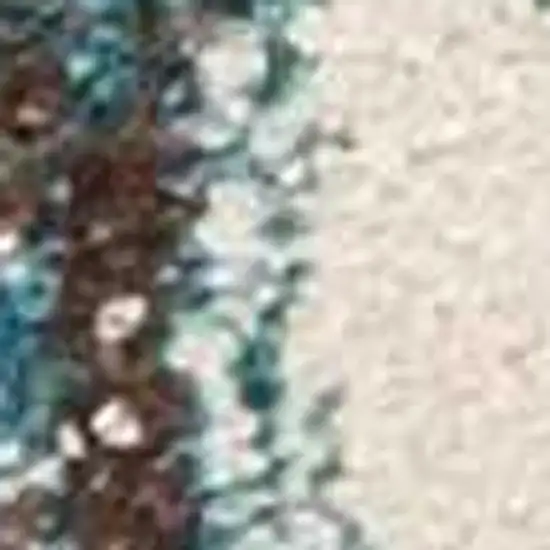 Ivory And Teal Abstract Area Rug Photo 7