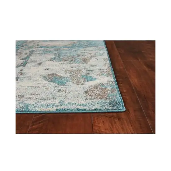Ivory Teal Machine Woven Abstract Watercolor Indoor Area Rug Photo 3