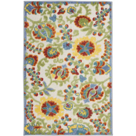 Green And Ivory Indoor Outdoor Area Rug Photo 1