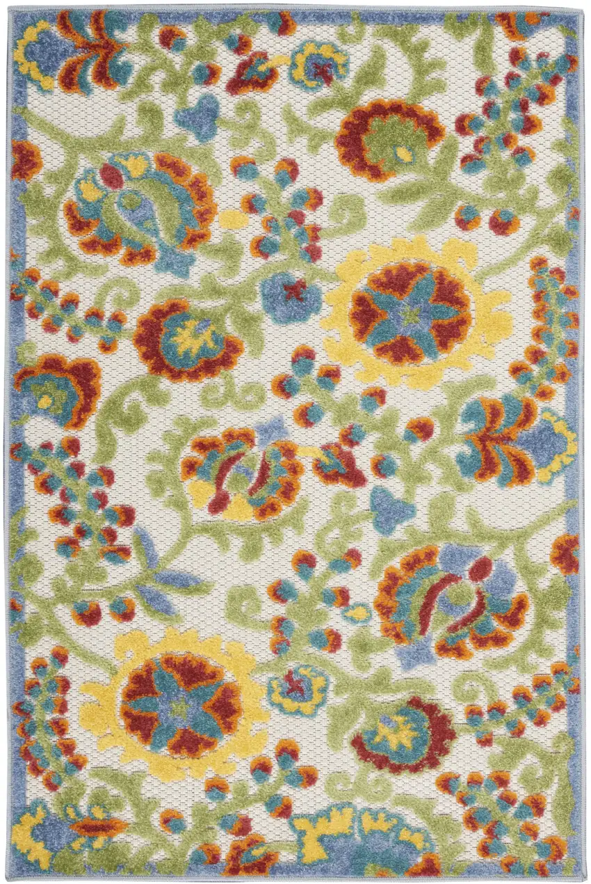 Ivory Toile Non Skid Indoor Outdoor Area Rug Photo 3