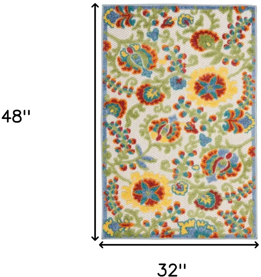Ivory Toile Non Skid Indoor Outdoor Area Rug Photo 5