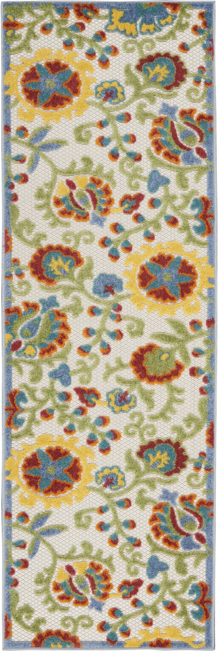 Ivory Toile Non Skid Indoor Outdoor Runner Rug Photo 4