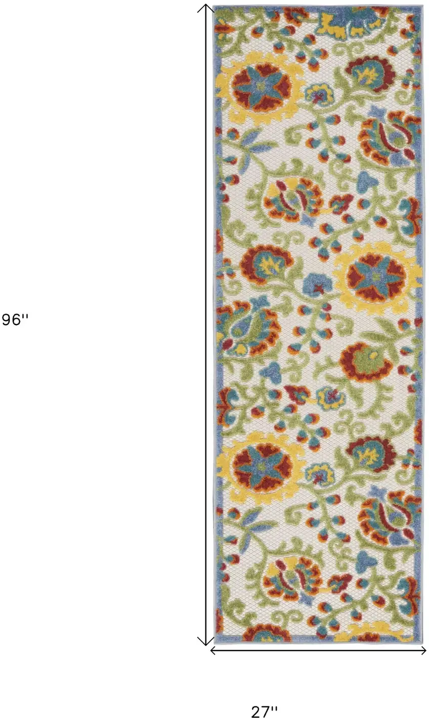 Ivory Toile Non Skid Indoor Outdoor Runner Rug Photo 6