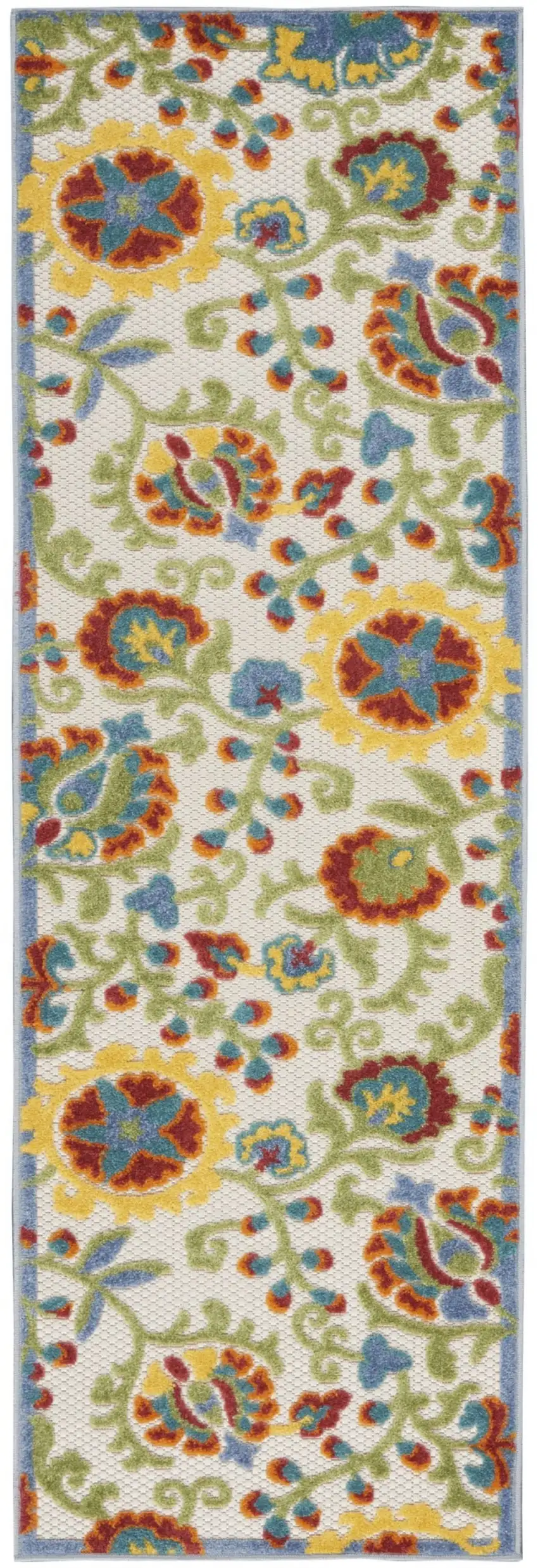 Ivory Toile Non Skid Indoor Outdoor Runner Rug Photo 1