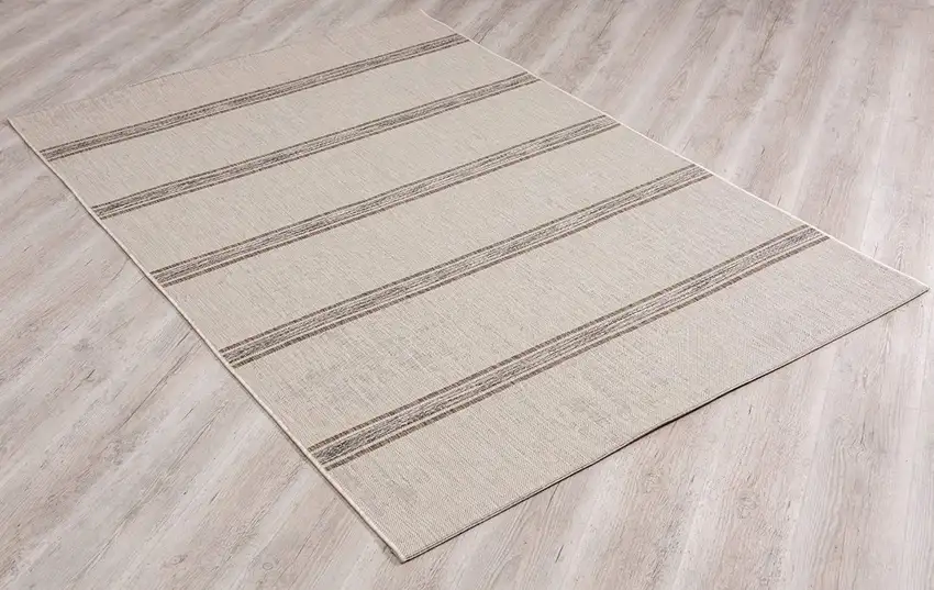 Ivory Transitional Striped Runner Rug Photo 8