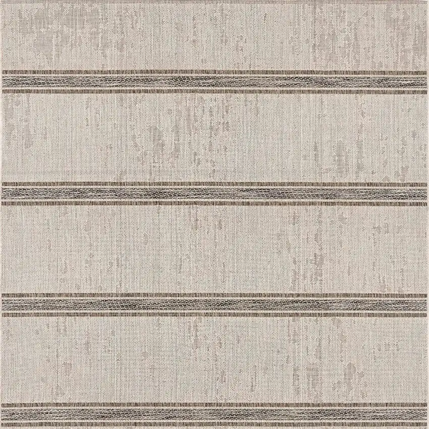 Ivory and Gray Striped Runner Rug Photo 5