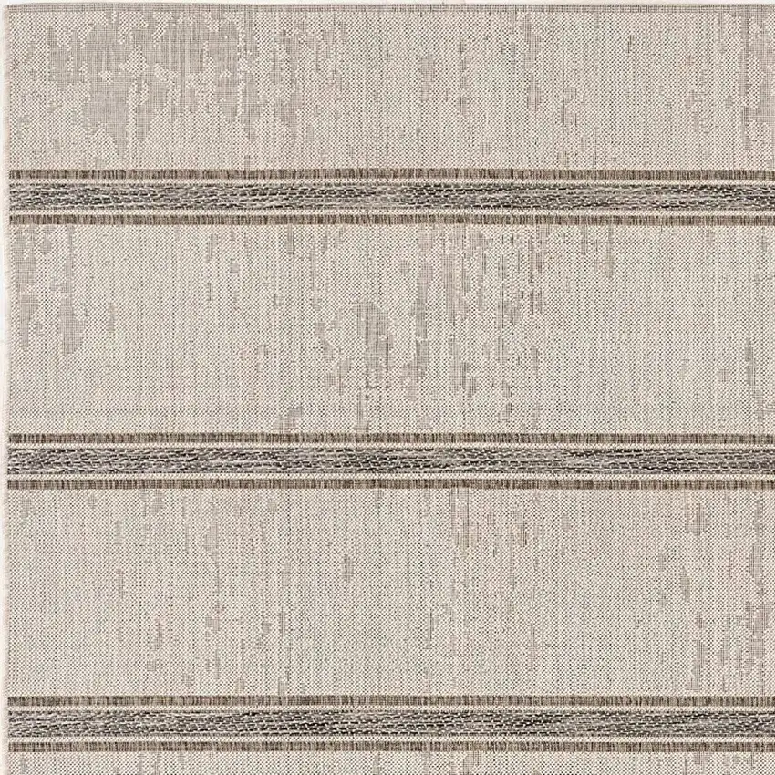 Ivory and Gray Striped Runner Rug Photo 4