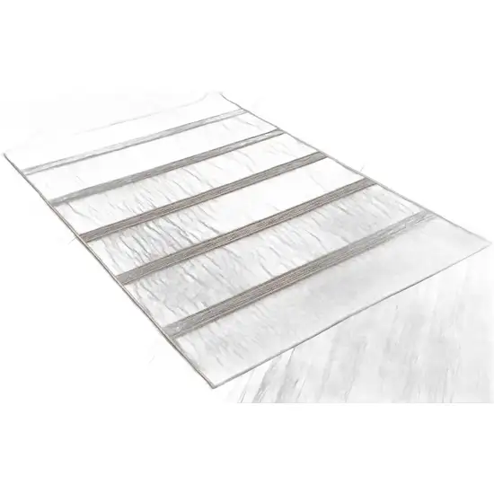 8' Ivory Striped Power Loom Runner Rug Photo 1