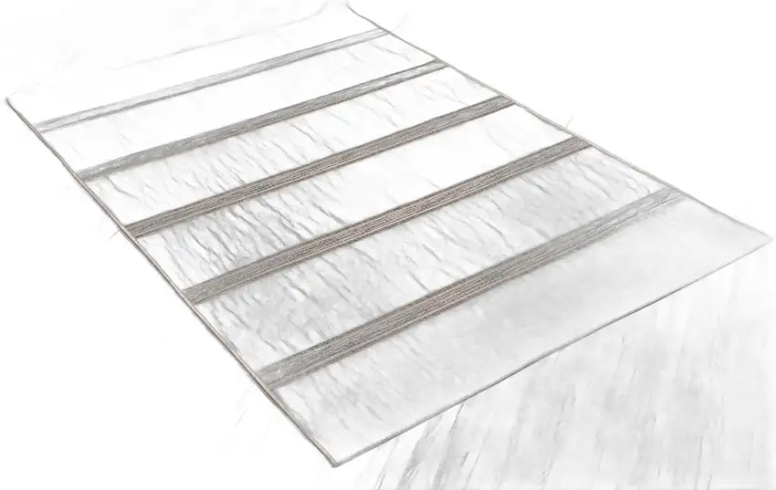 8' Ivory Striped Power Loom Runner Rug Photo 1