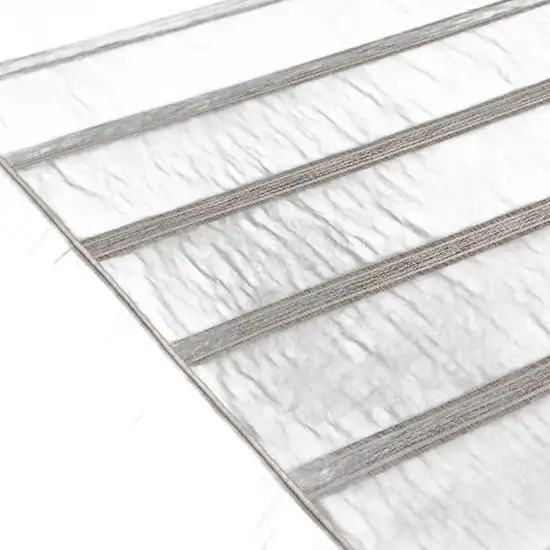 8' Ivory Striped Power Loom Runner Rug Photo 2