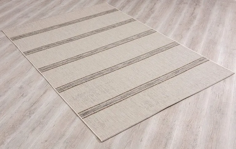 Ivory Transitional Striped Runner Rug Photo 5