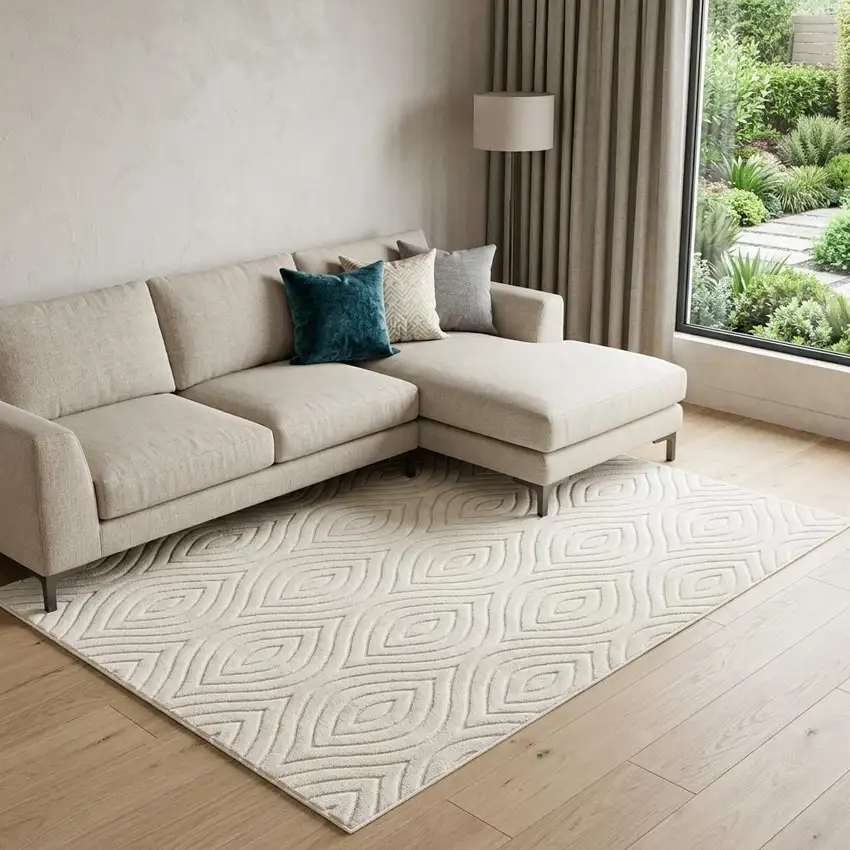 Ivory Trellis Area Rug Photo 1