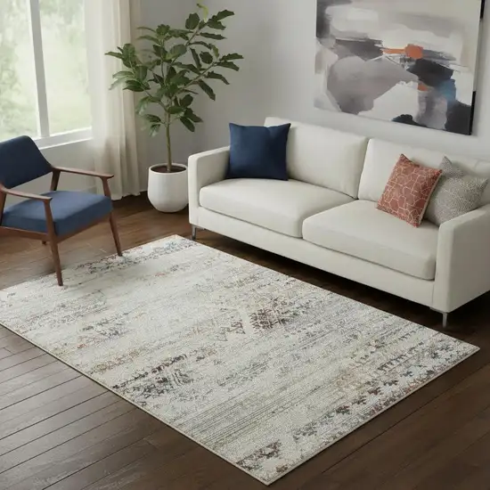 Ivory Tribal Distressed Washable Area Rug Photo 1