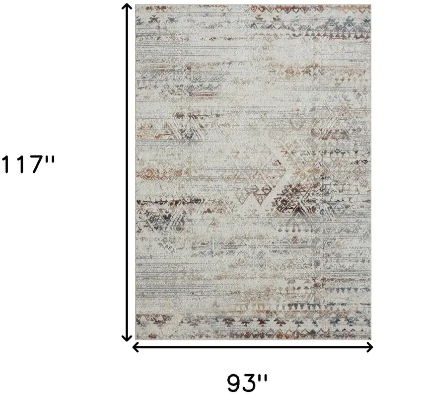 Ivory Tribal Distressed Washable Area Rug Photo 6