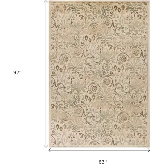 Ivory And Brown Floral Medallion Area Rug Photo 3