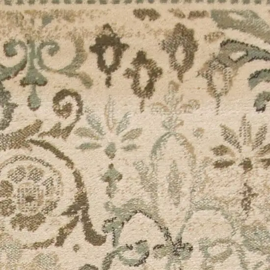 Ivory And Brown Floral Medallion Area Rug Photo 5