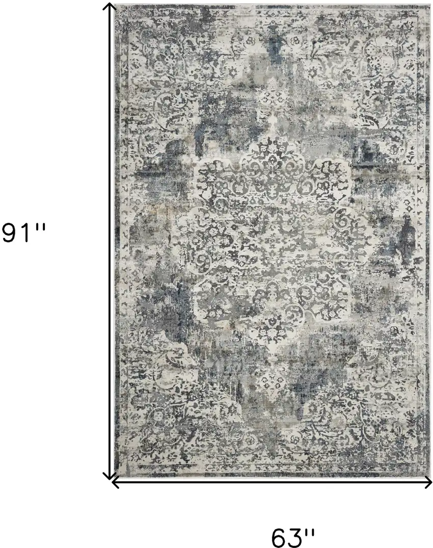 Ivory Vintage Medallion Indoor Area Rug Photo 3