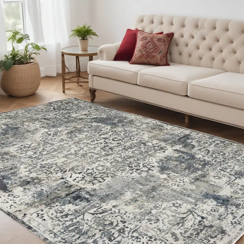 Ivory Vintage Medallion Indoor Area Rug Photo 1