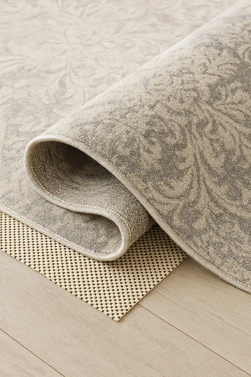 Ivory Waffle Weave Non Slip Rug Pad Photo 6