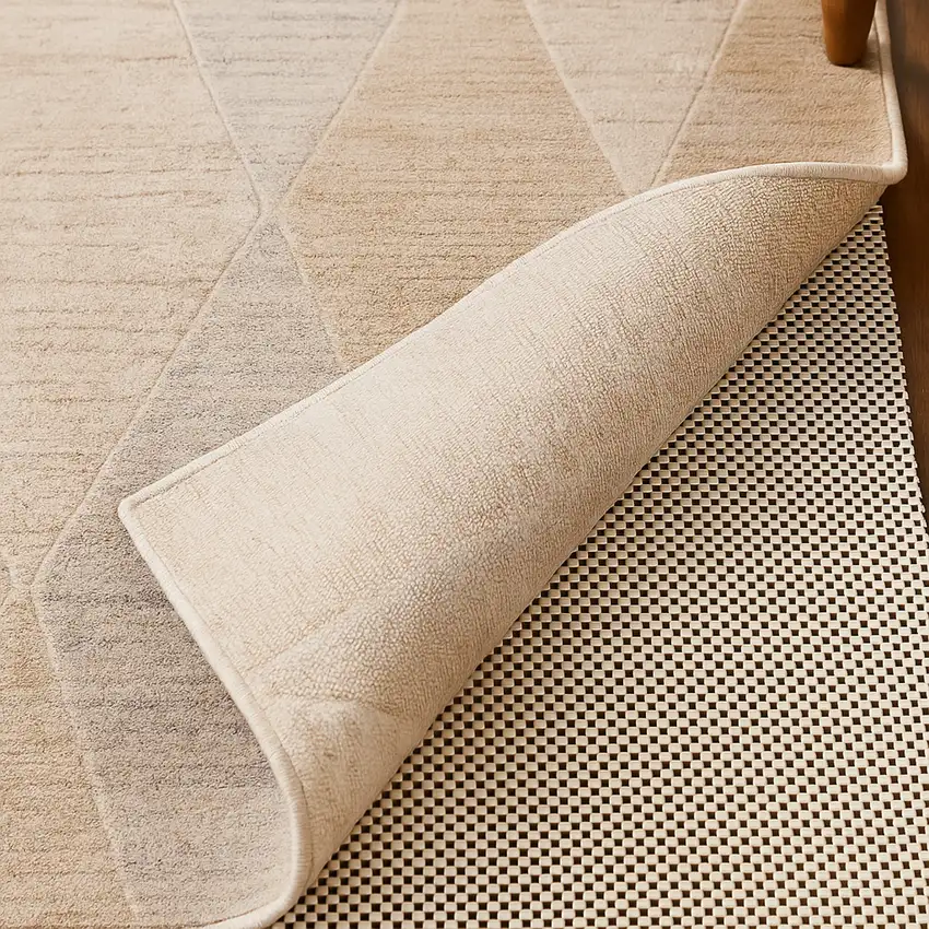 Ivory Waffle Weave Non Slip Rug Pad Photo 9