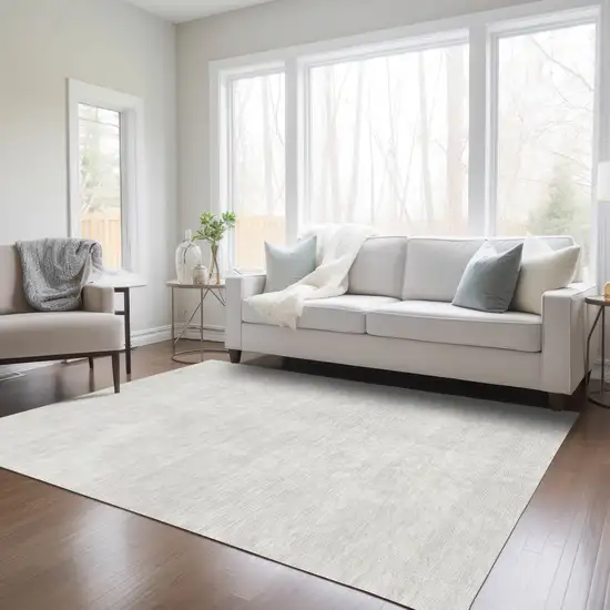 Ivory Washable Indoor Outdoor Area Rug Photo 8