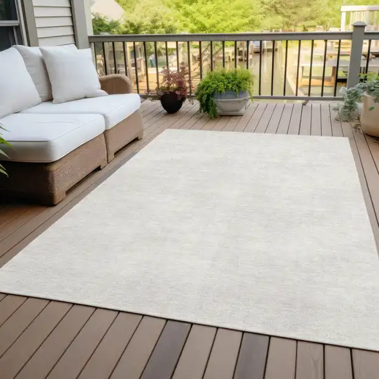 Ivory Washable Indoor Outdoor Area Rug Photo 7